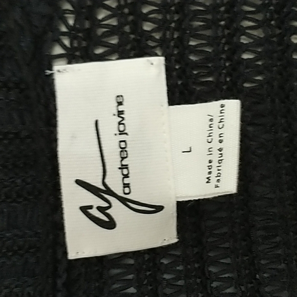 Andrea Jovine Black Knit Open Cardigan Sweater L - Picture 7 of 14